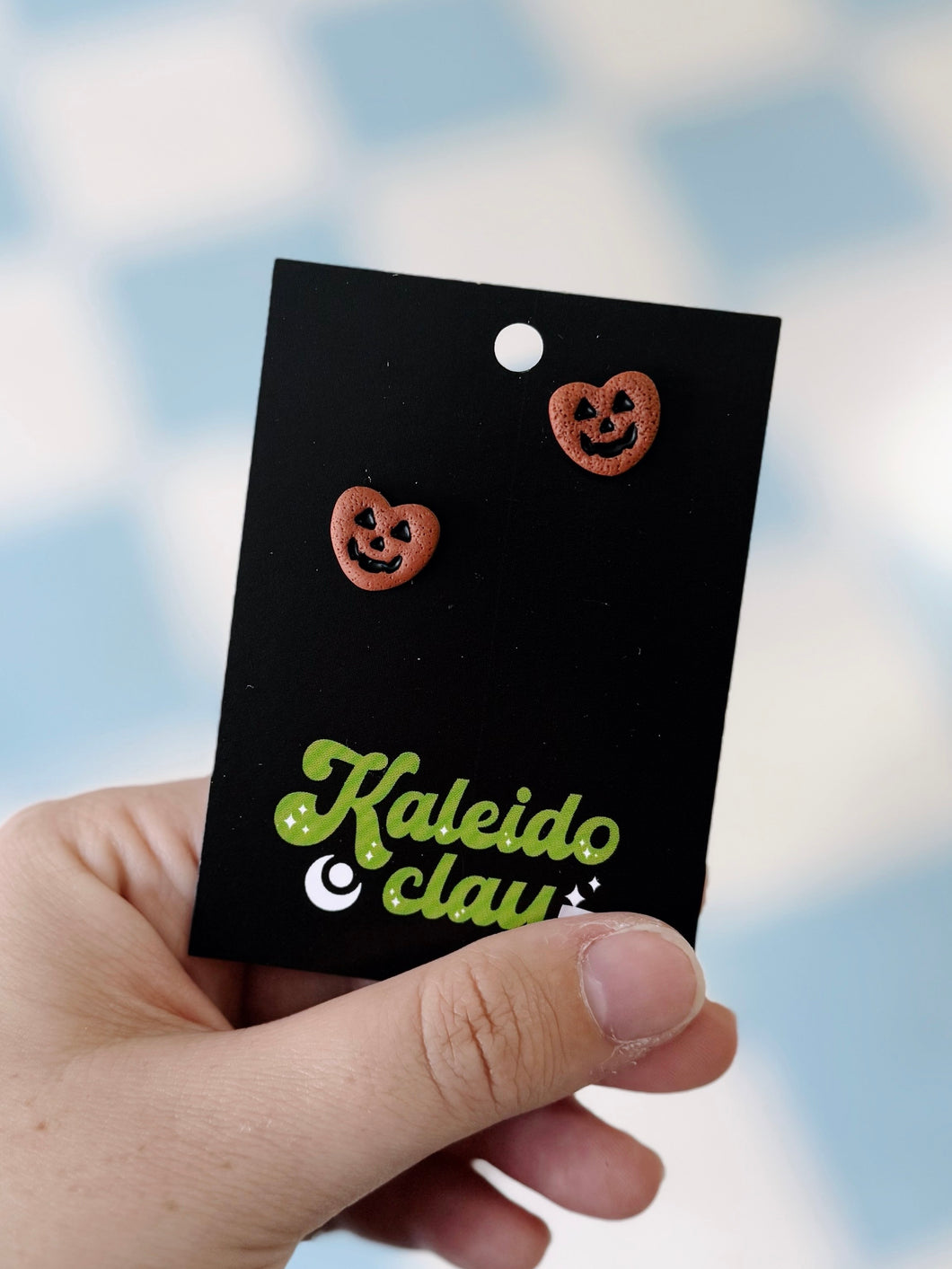heart jack-o’-lantern studs