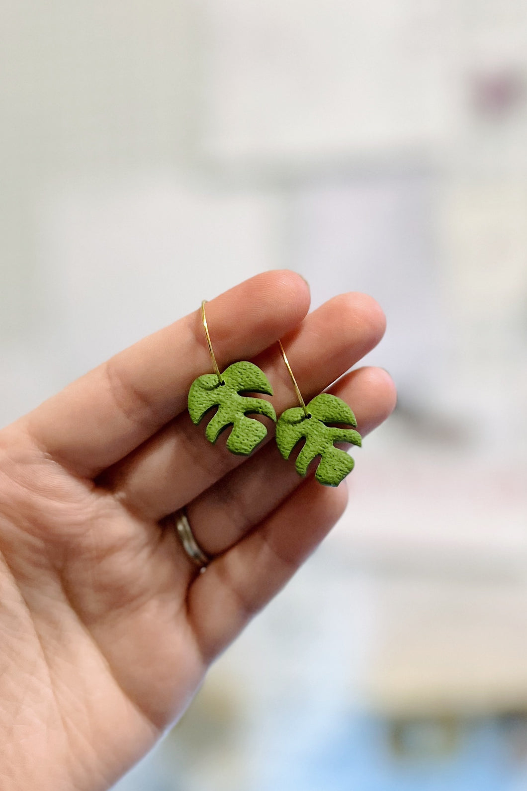 small Monstera hoops