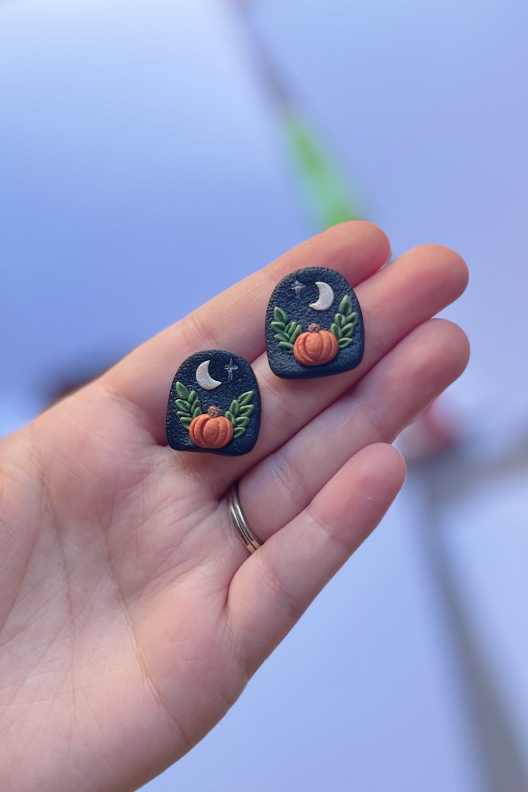 pumpkin moon studs