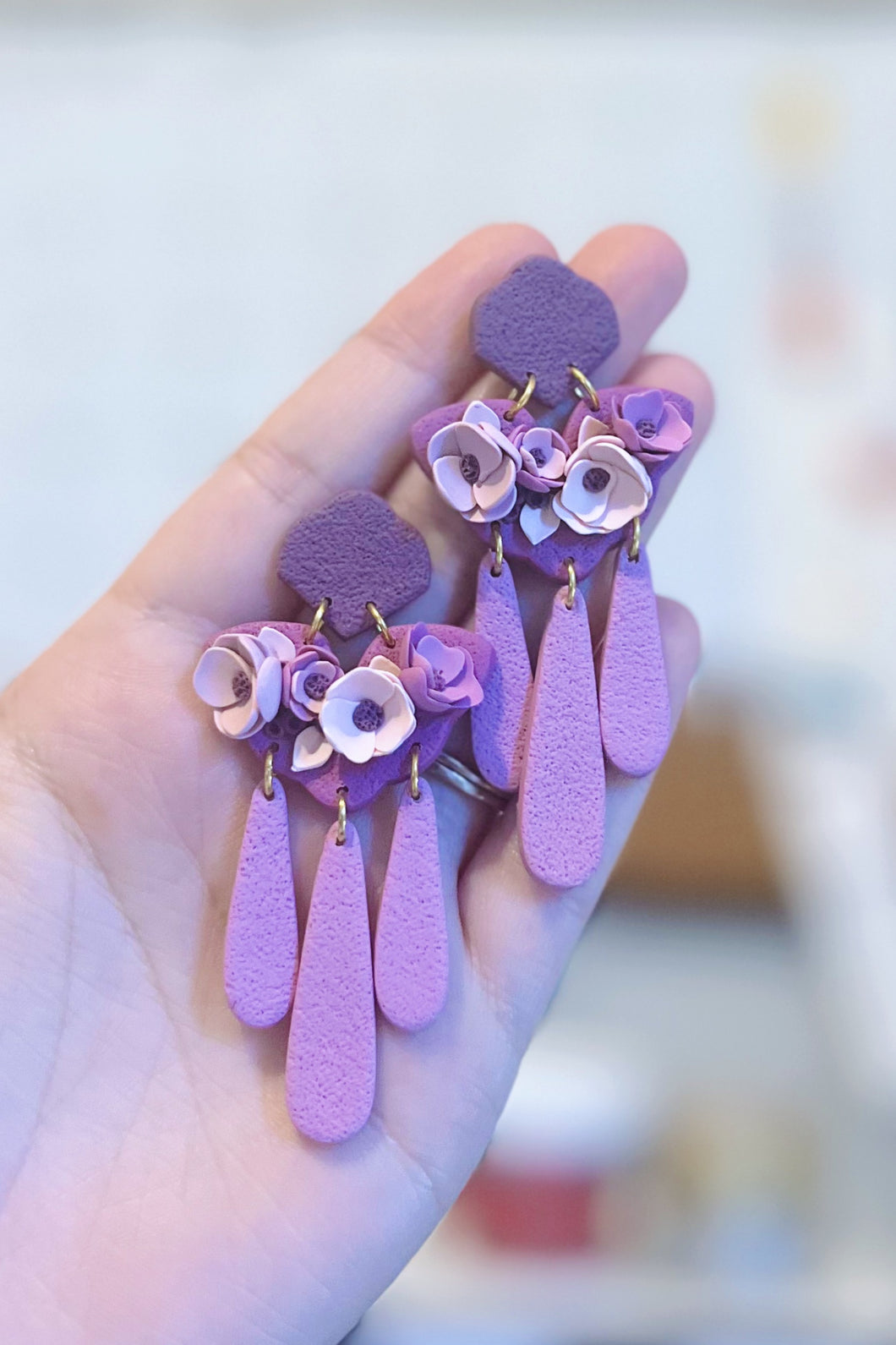 purple floral dangles
