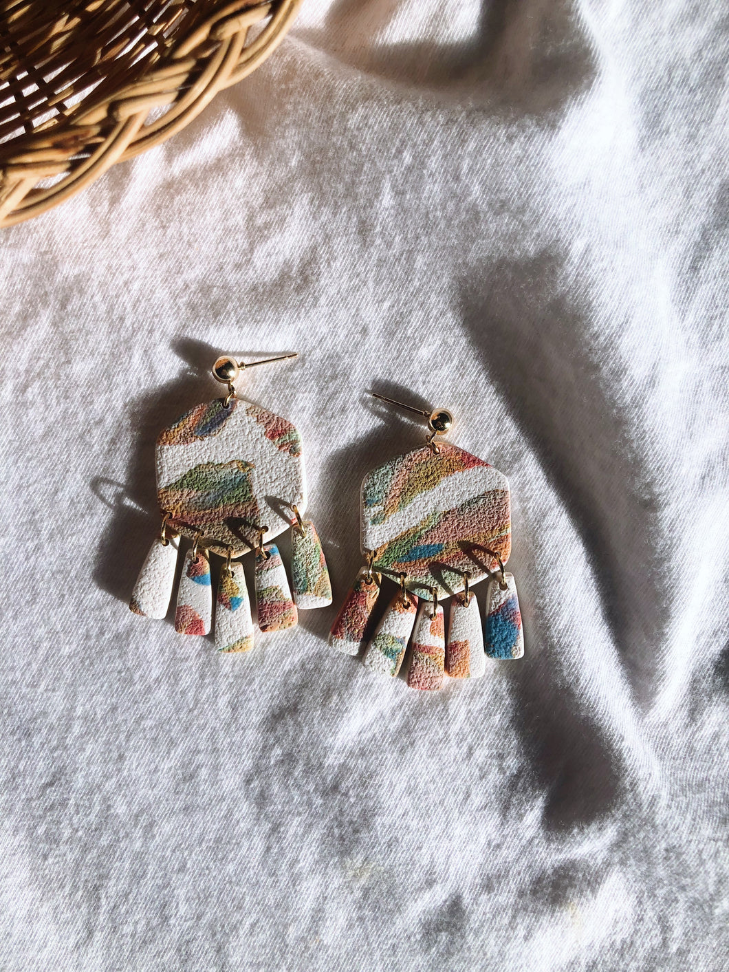 hex dangles • spring anthro print