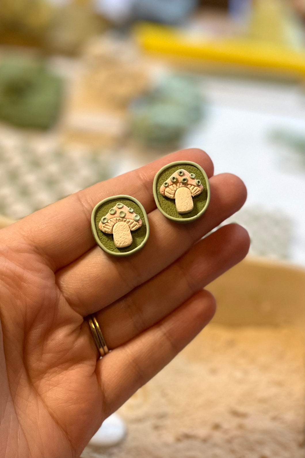 mushroom studs • cozy spring