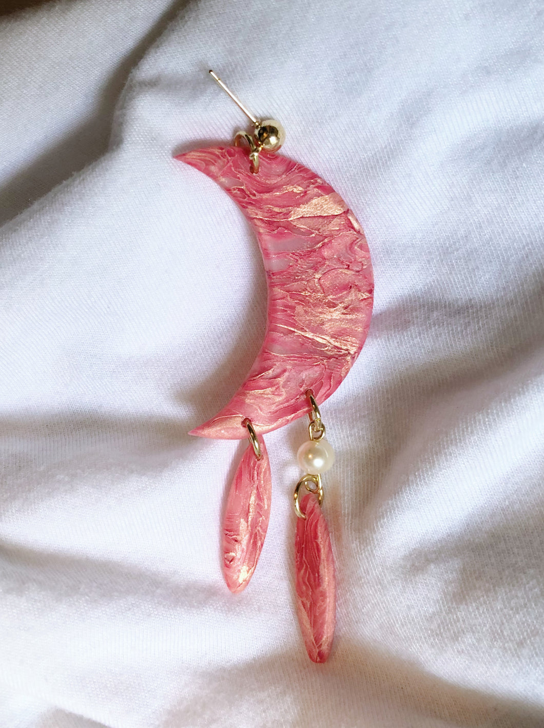 moon dangles in pink